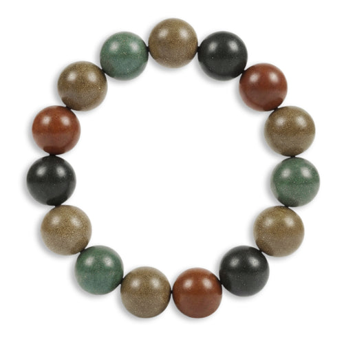 Five Elements incense bead bracelet, 14mm hand-rolled beads in mixed natural tones
