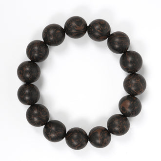 Rust-marbled hand-rolled incense bead bracelet