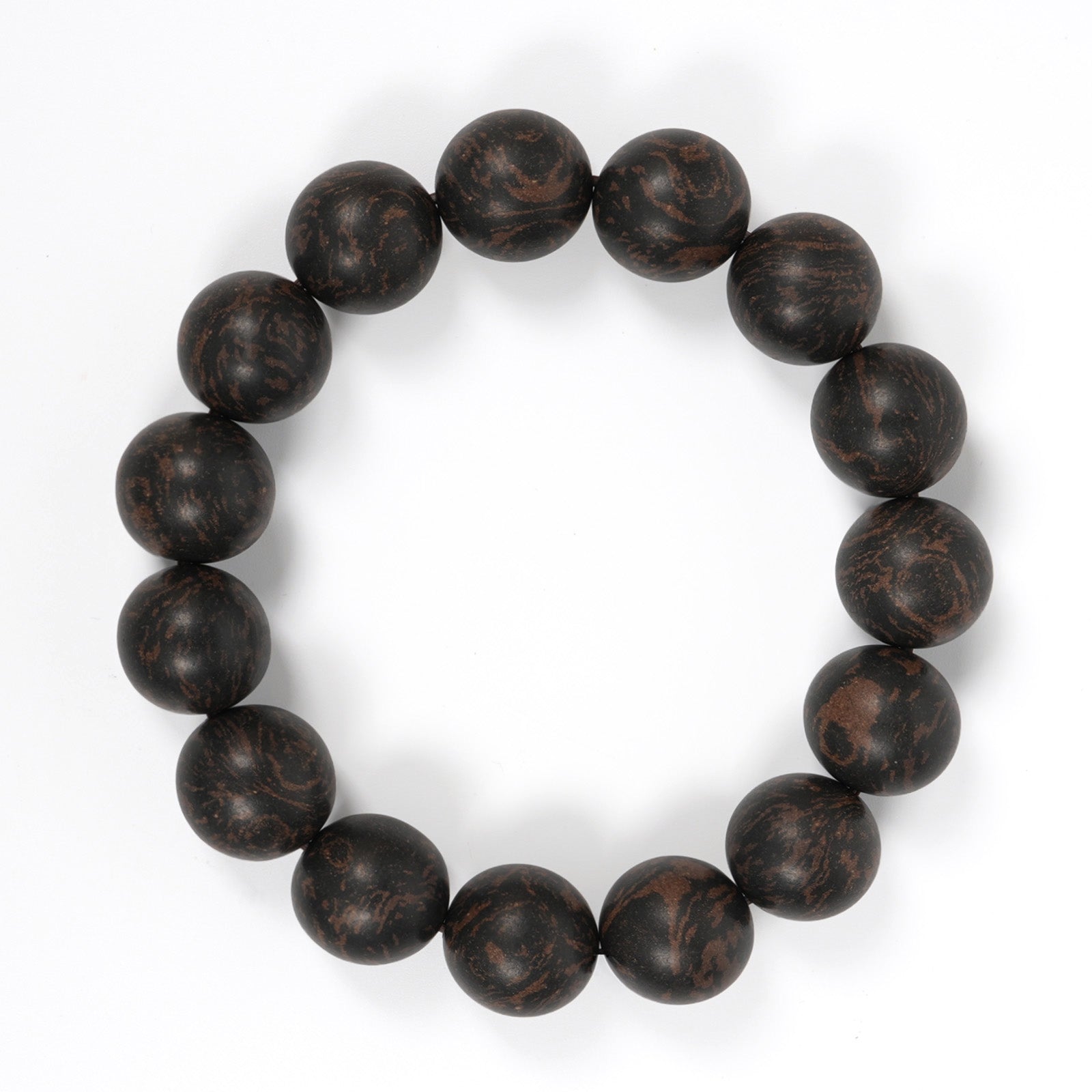 Rust-marbled hand-rolled incense bead bracelet